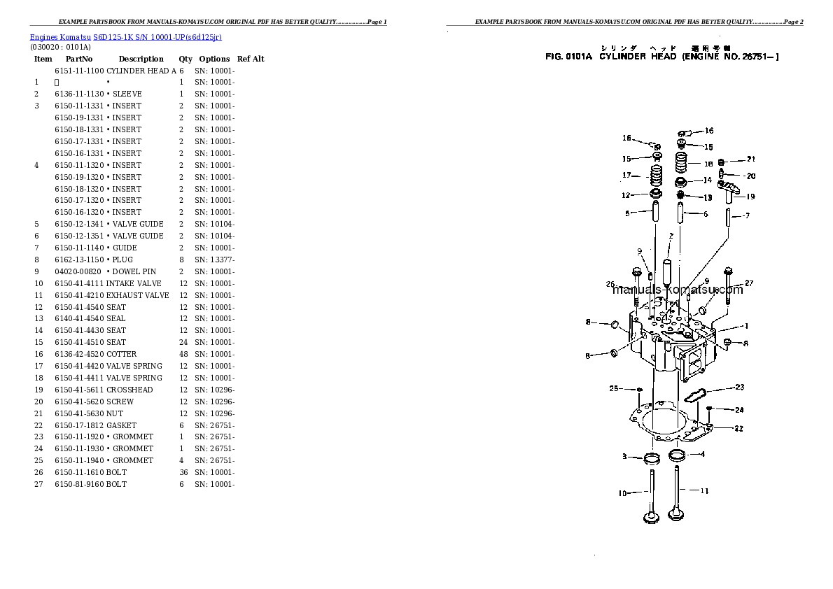 S6D125-1K S/N 10001-UP Partsbook