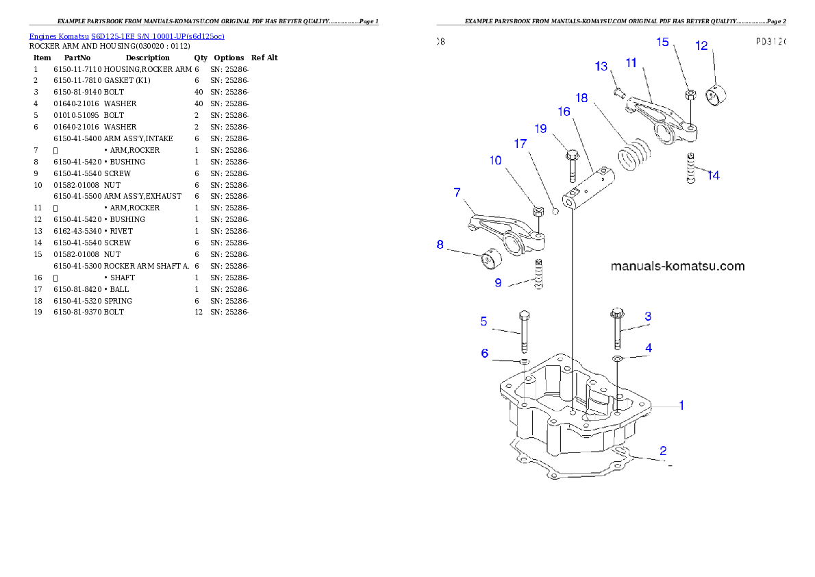 S6D125-1EE S/N 10001-UP Partsbook