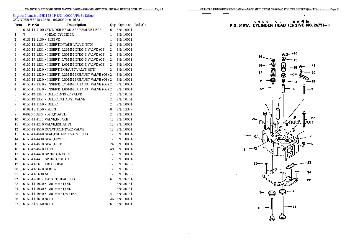 S6D125-1P S/N 10001-UP Partsbook