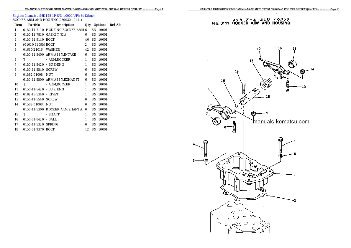 S6D125-1P S/N 10001-UP Partsbook