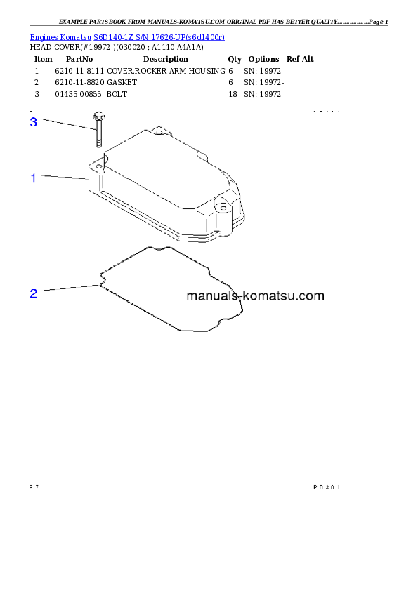 S6D140-1Z S/N 17626-UP Partsbook