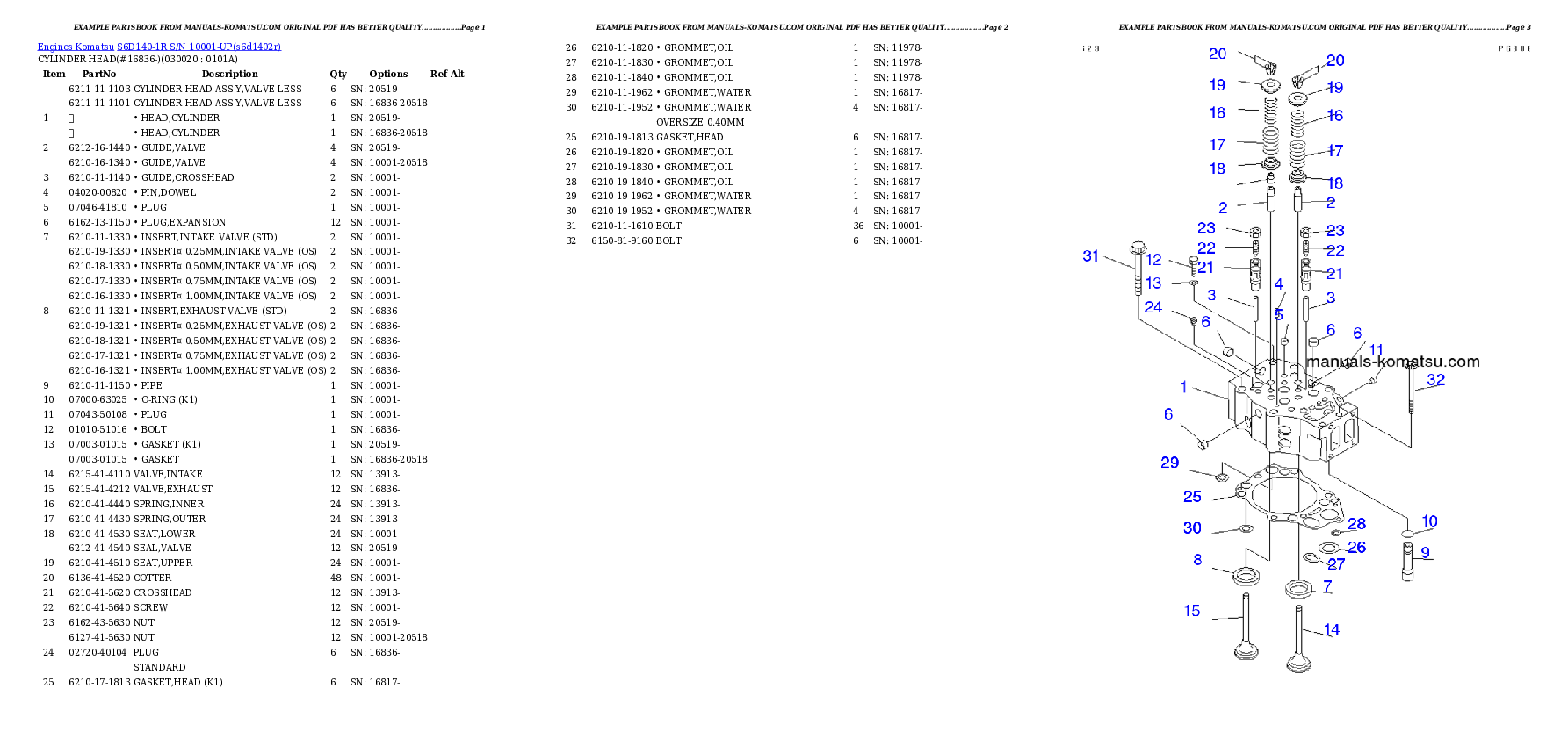 S6D140-1R S/N 10001-UP Partsbook