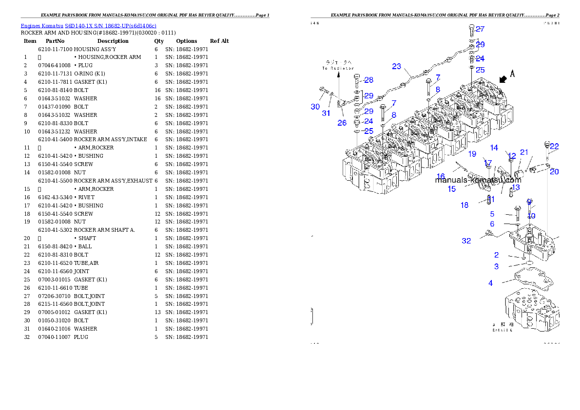 S6D140-1X S/N 18682-UP Partsbook