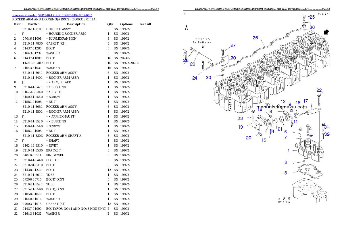 S6D140-1X S/N 18682-UP Partsbook