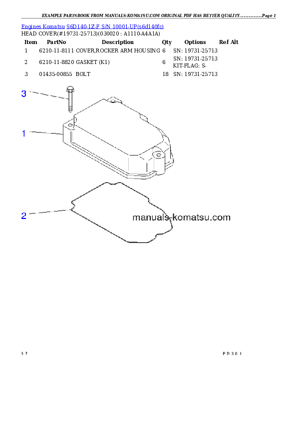 S6D140-1Z-F S/N 10001-UP Partsbook