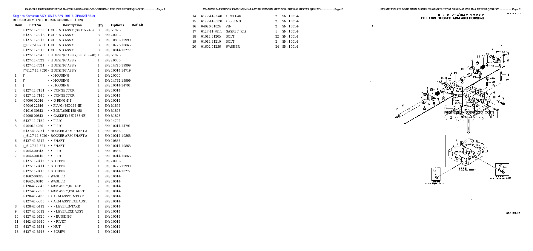 S6D155-4A S/N 10014-UP Partsbook