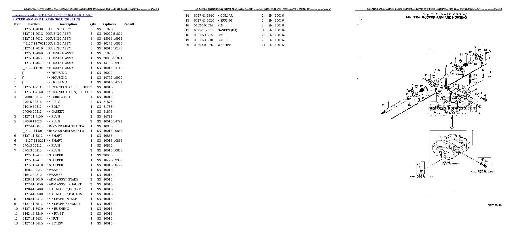 S6D155-4B S/N 10016-UP Partsbook