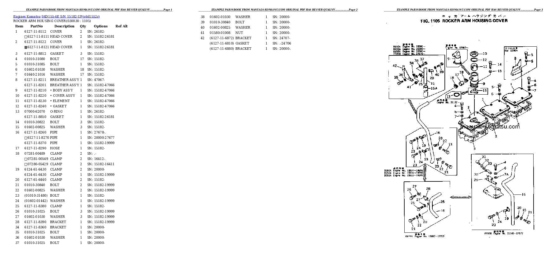 S6D155-4E S/N 15182-UP Partsbook