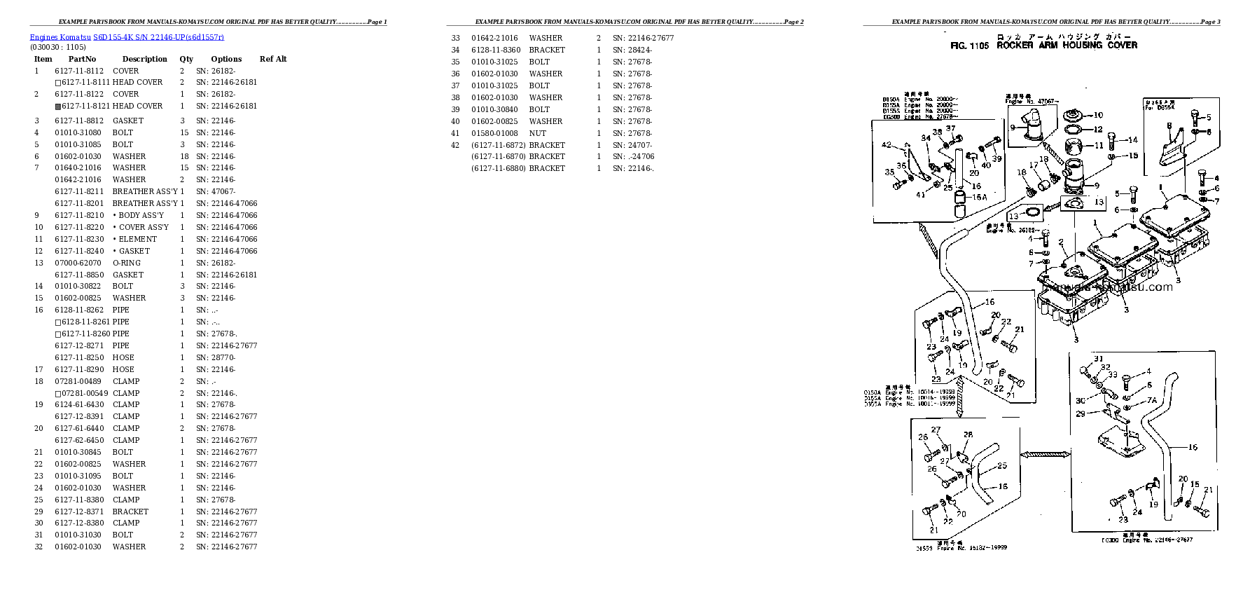 S6D155-4K S/N 22146-UP Partsbook