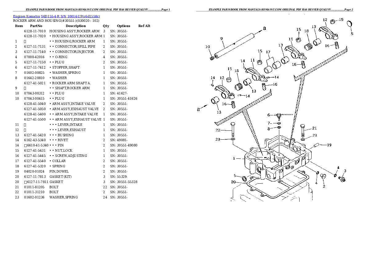 S6D155-4-R S/N 10014-UP Partsbook