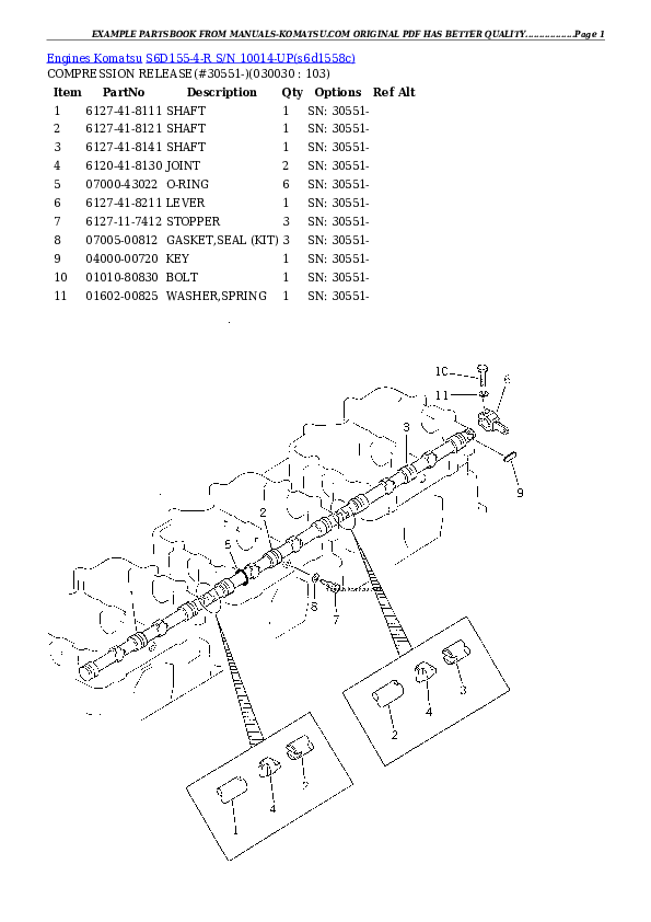 S6D155-4-R S/N 10014-UP Partsbook