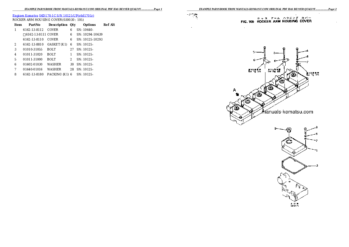S6D170-1C S/N 10125-UP Partsbook