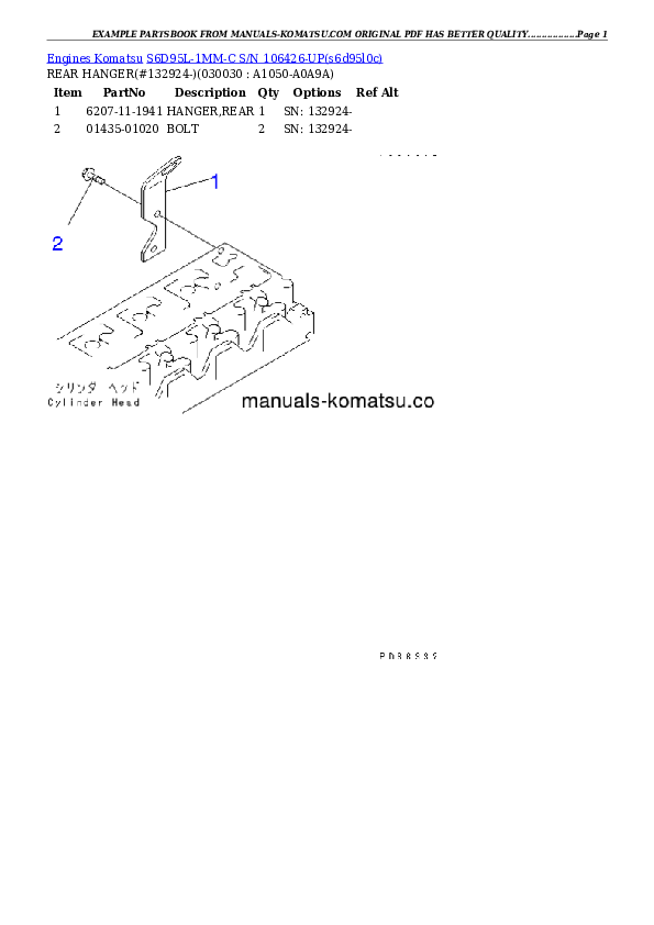 S6D95L-1MM-C S/N 106426-UP Partsbook