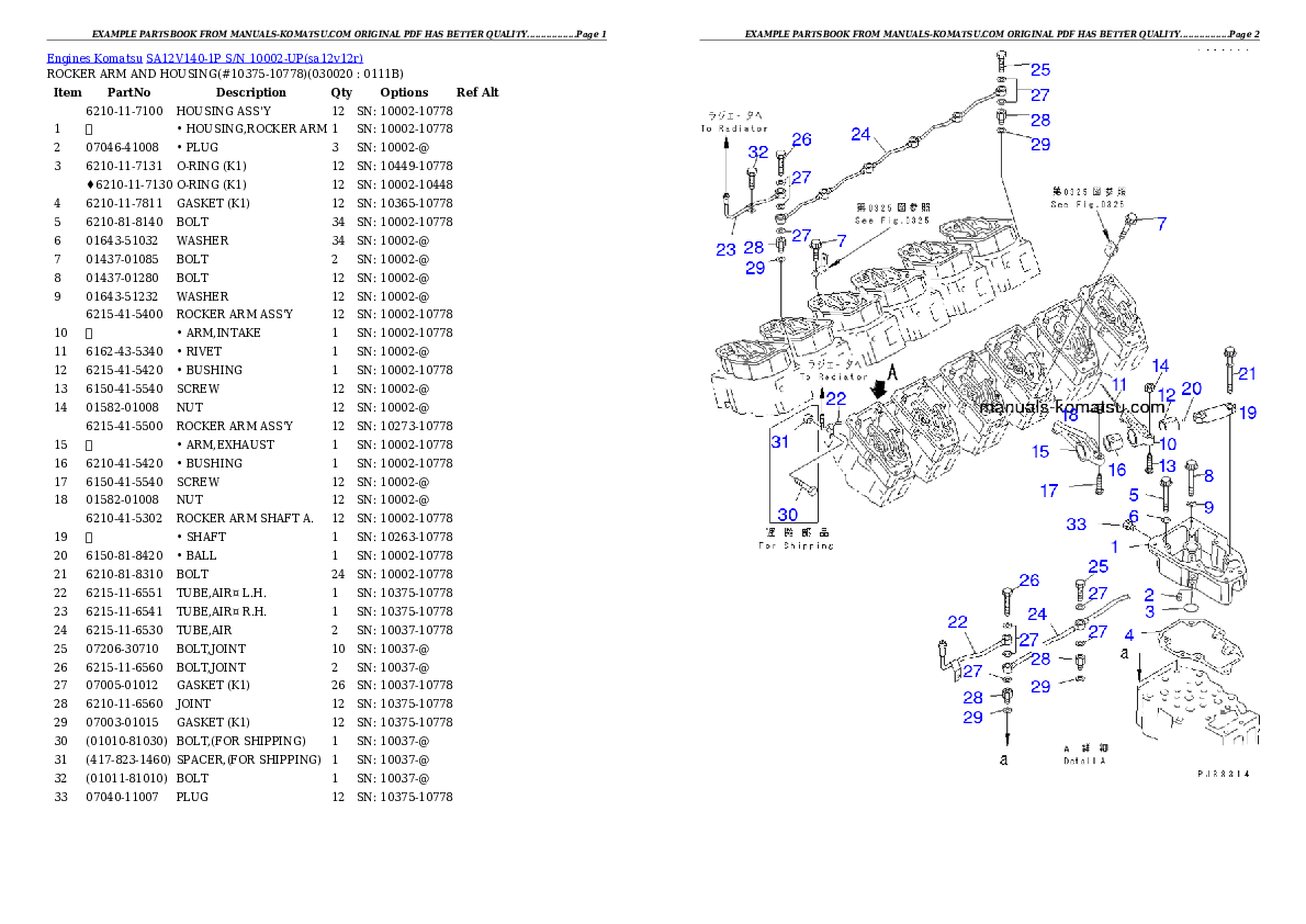 SA12V140-1P S/N 10002-UP Partsbook