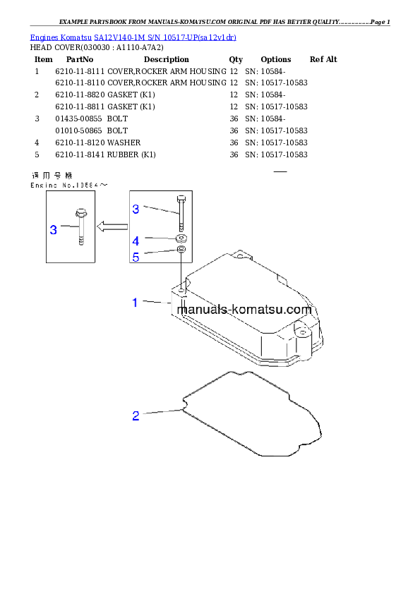 SA12V140-1M S/N 10517-UP Partsbook