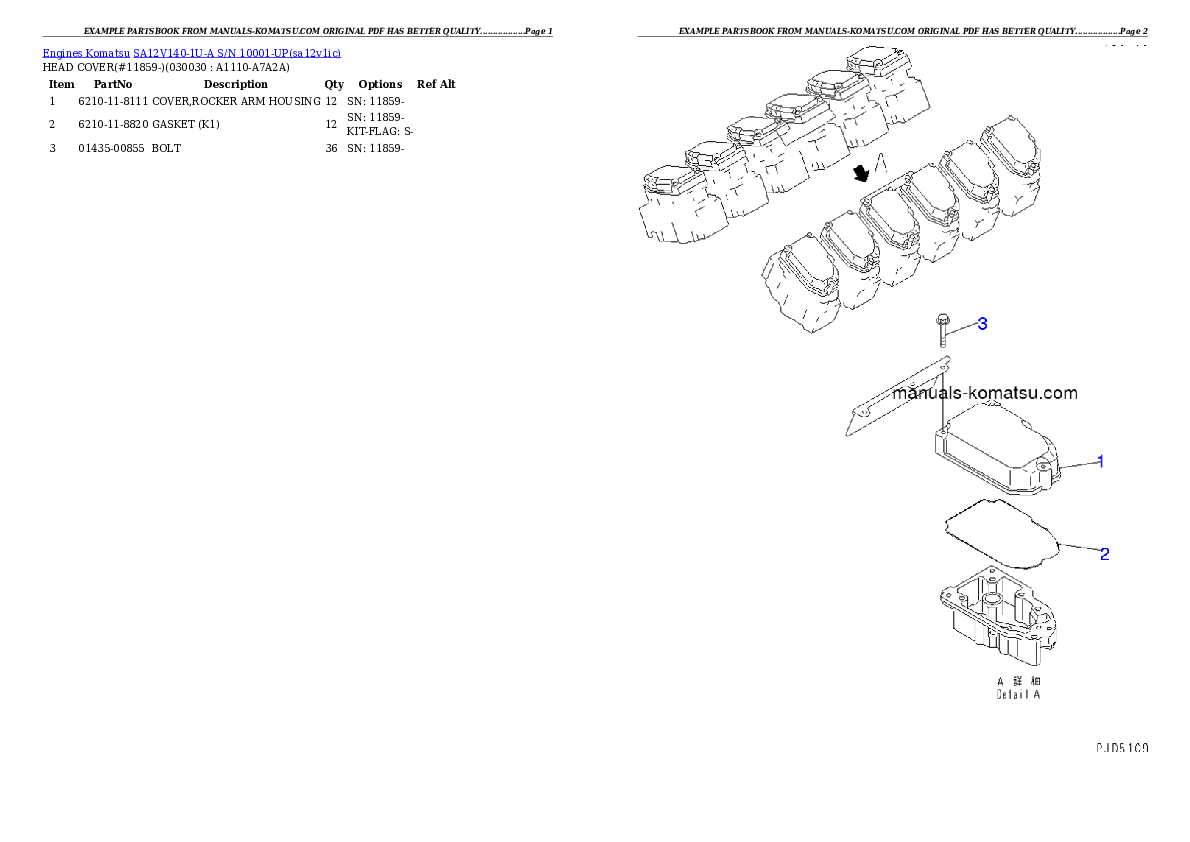 SA12V140-1U-A S/N 10001-UP Partsbook