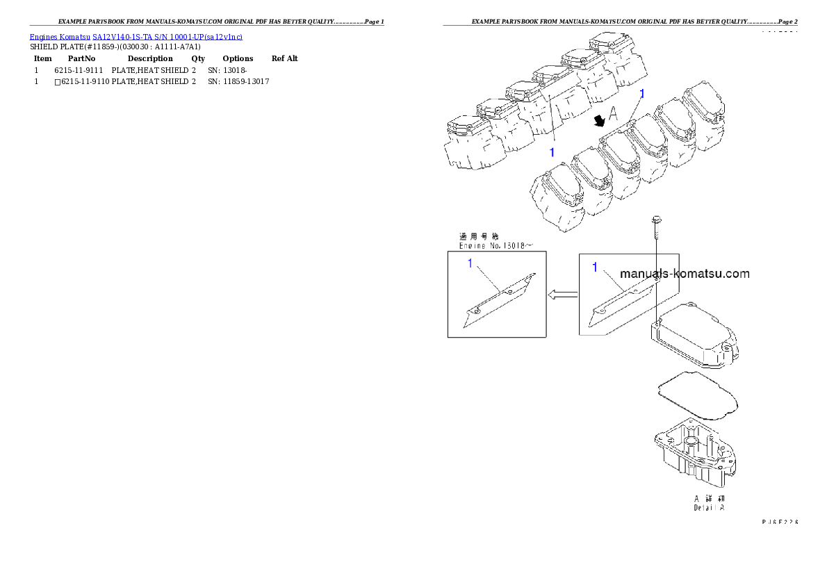 SA12V140-1S-TA S/N 10001-UP Partsbook