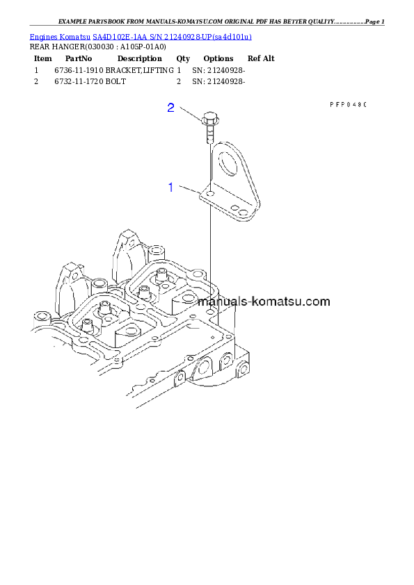 SA4D102E-1AA S/N 21240928-UP Partsbook