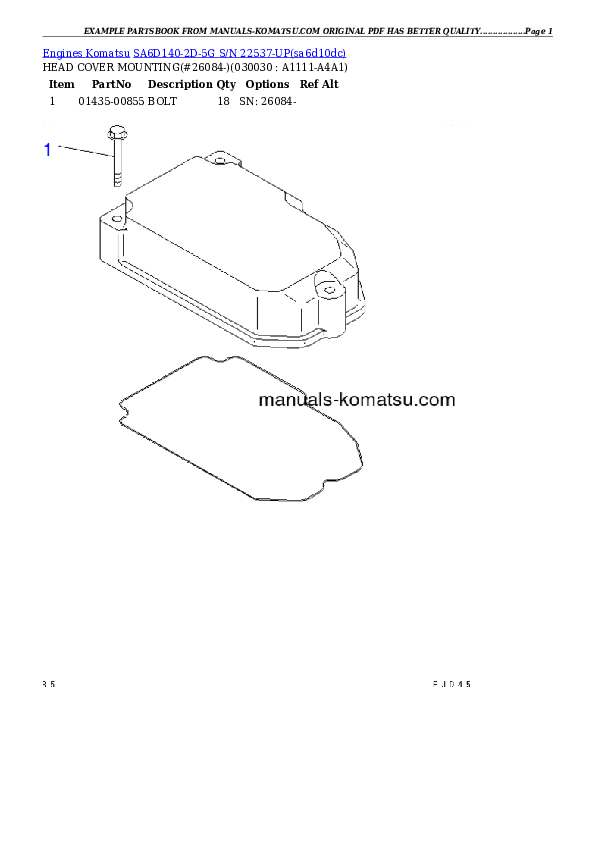 SA6D140-2D-5G S/N 22537-UP Partsbook