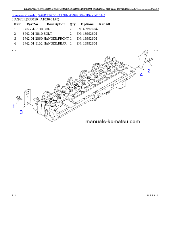 SA6D114E-1-GD S/N 45992604-UP Partsbook