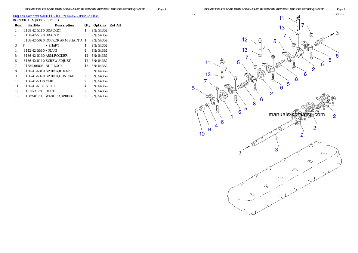 SA6D110-1Q S/N 54352-UP Partsbook