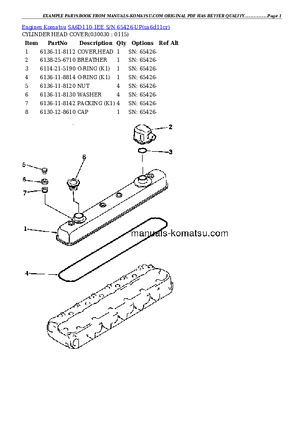 SA6D110-1EE S/N 65426-UP Partsbook