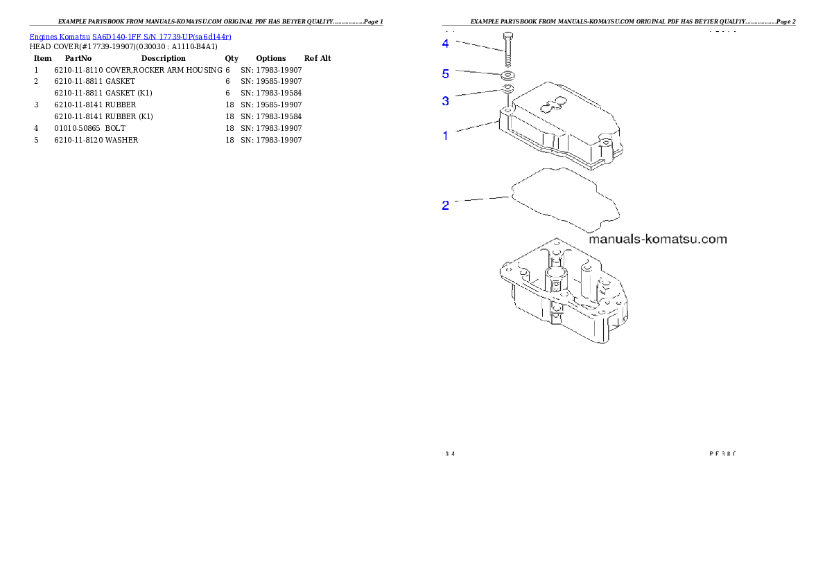 SA6D140-1FF S/N 17739-UP Partsbook