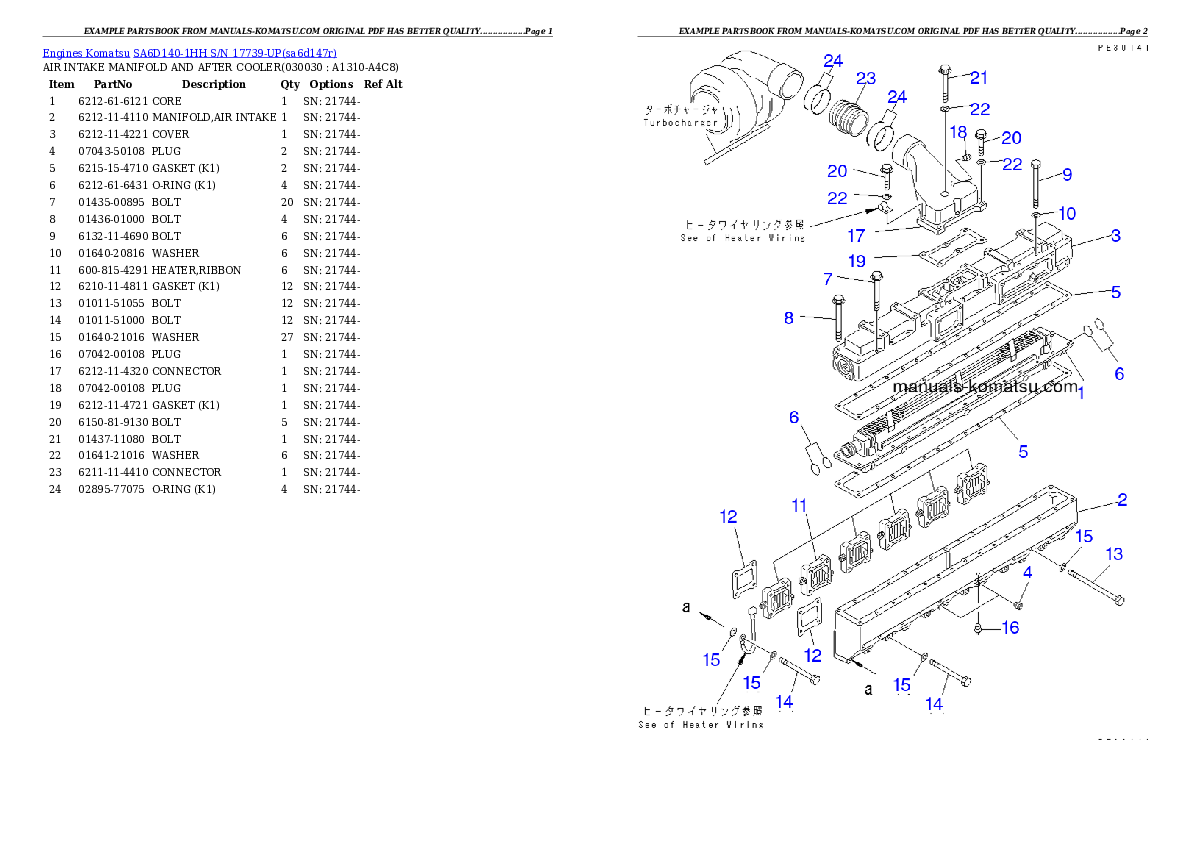 SA6D140-1HH S/N 17739-UP Partsbook