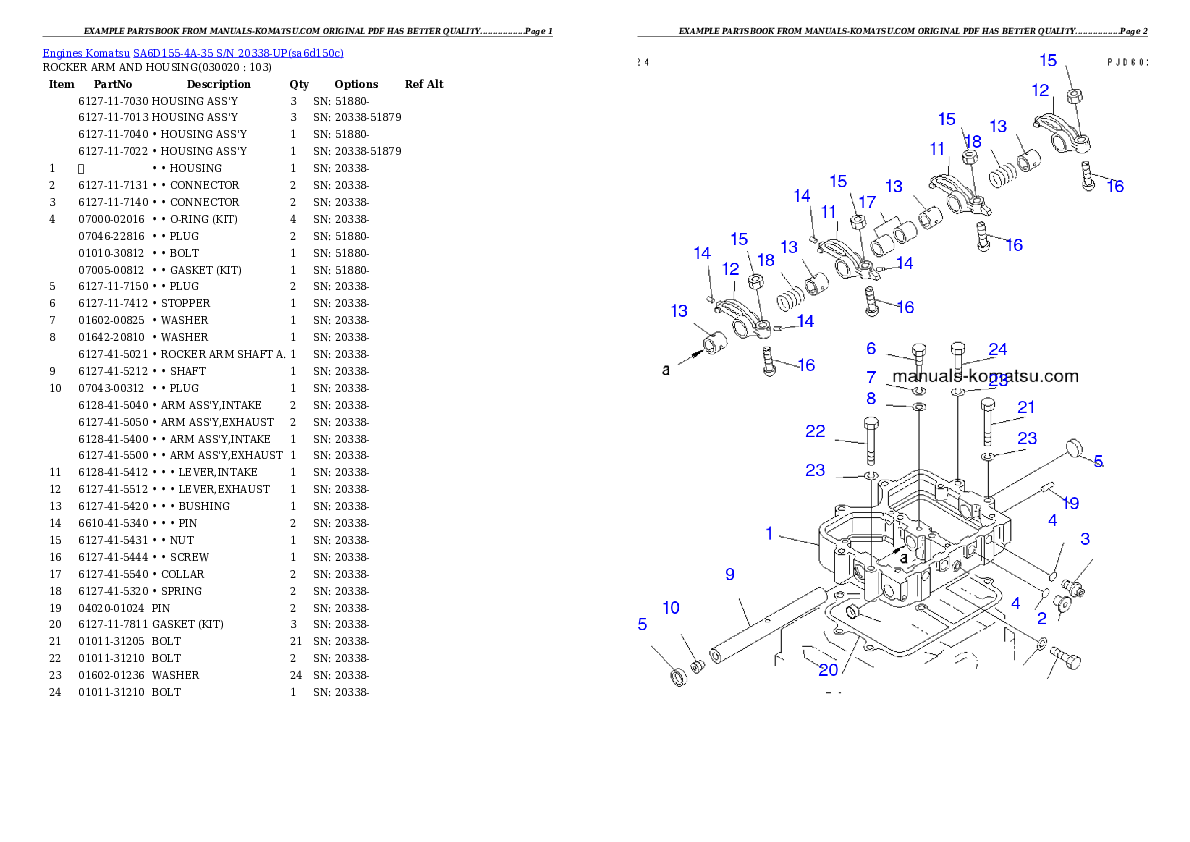 SA6D155-4A-35 S/N 20338-UP Partsbook