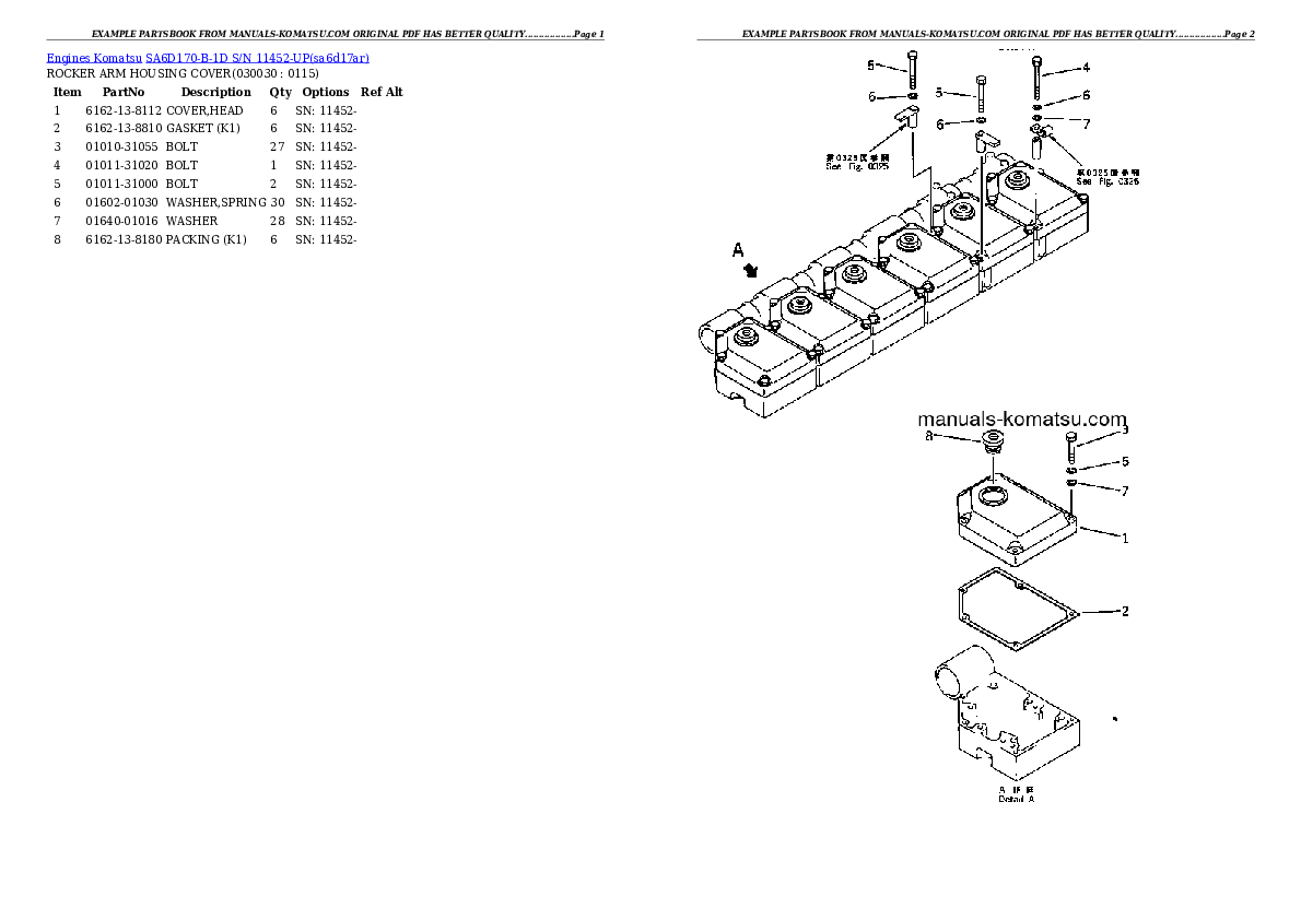 SA6D170-B-1D S/N 11452-UP Partsbook