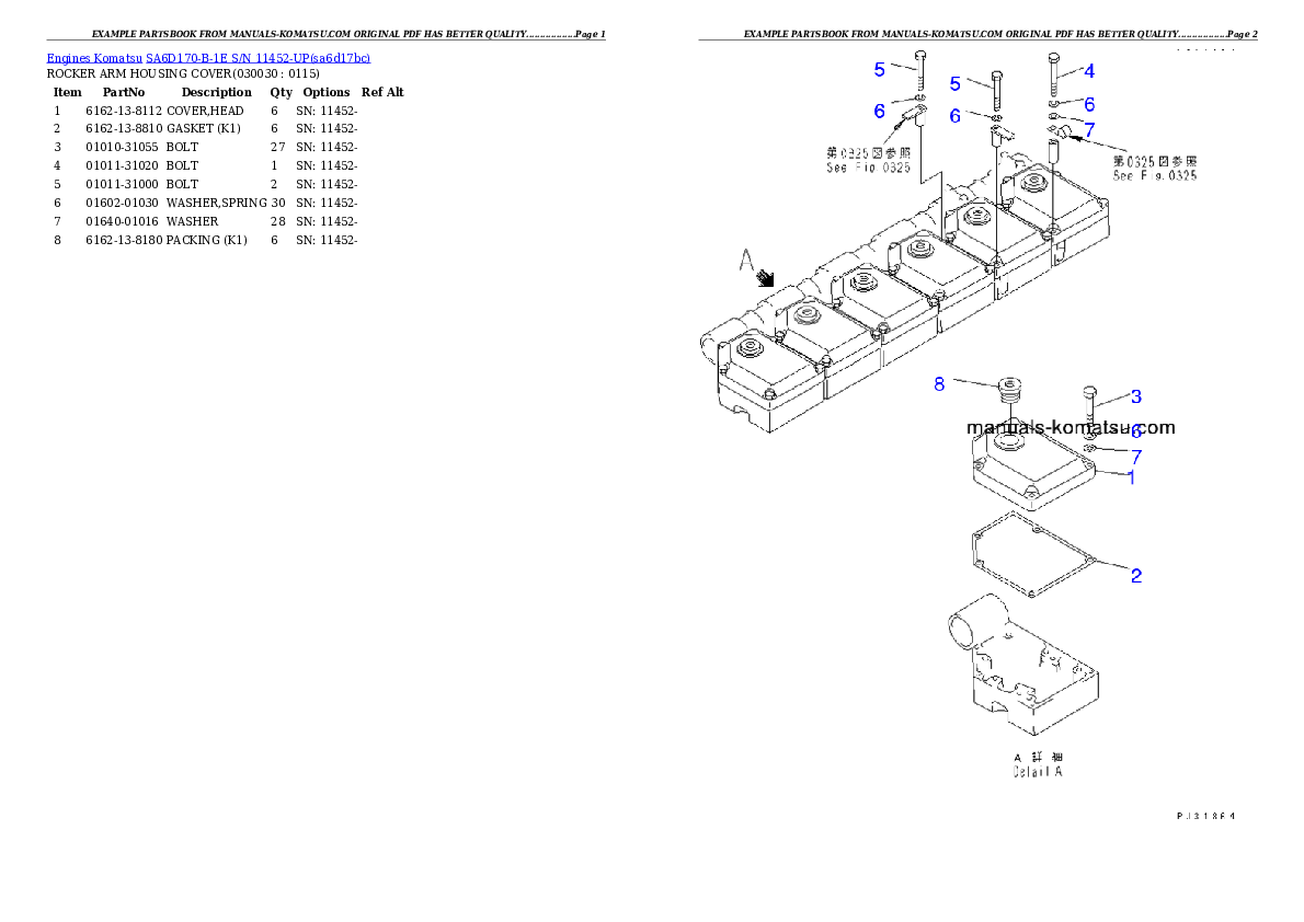 SA6D170-B-1E S/N 11452-UP Partsbook