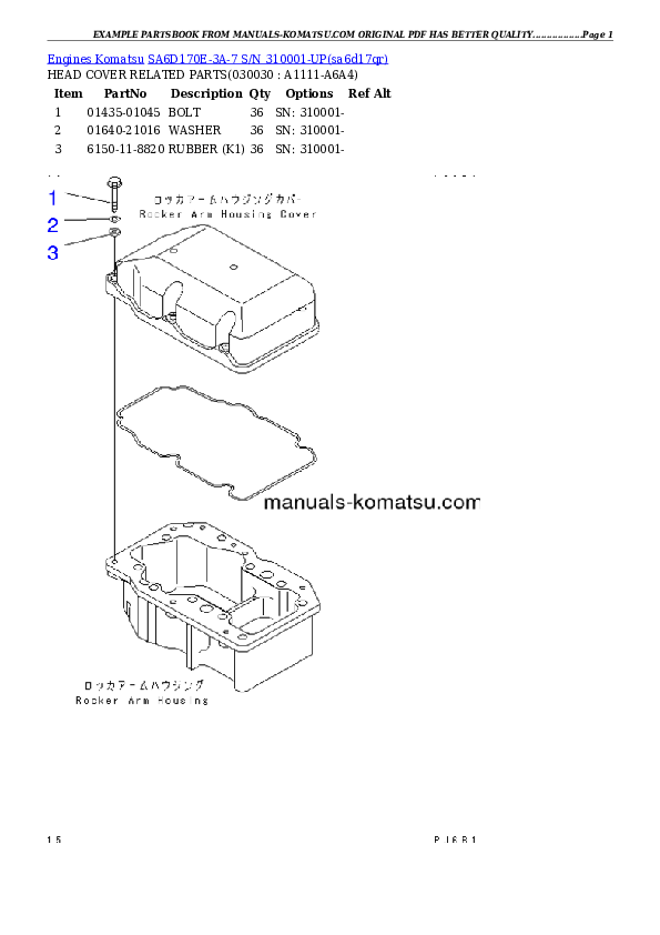 SA6D170E-3A-7 S/N 310001-UP Partsbook