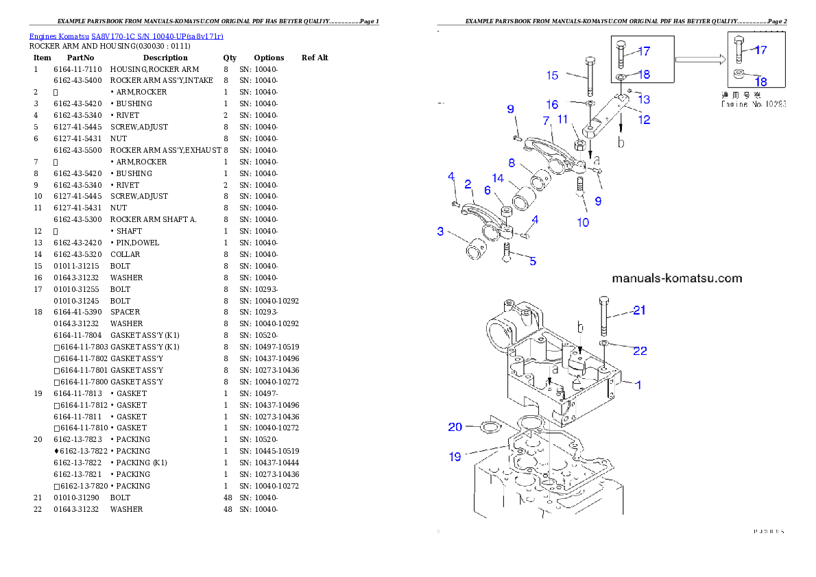 SA8V170-1C S/N 10040-UP Partsbook