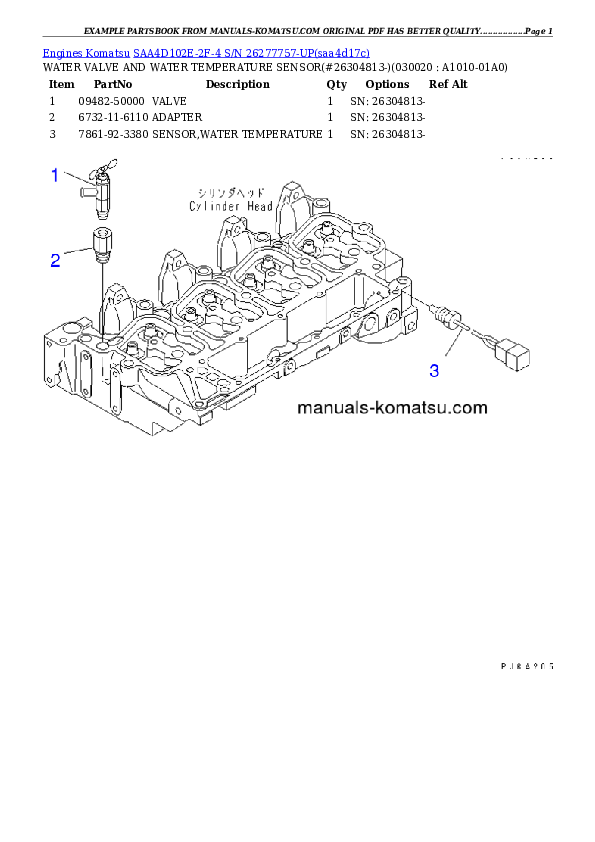 SAA4D102E-2F-4 S/N 26277757-UP Partsbook