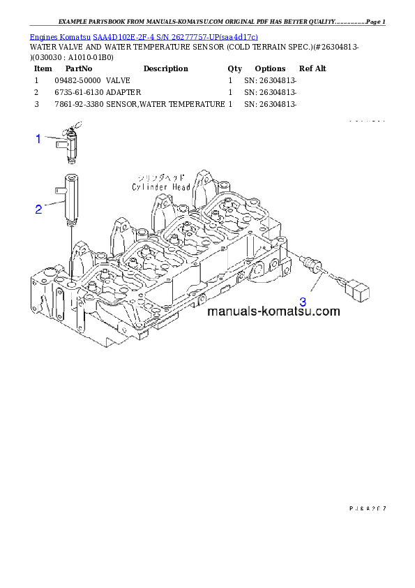 SAA4D102E-2F-4 S/N 26277757-UP Partsbook