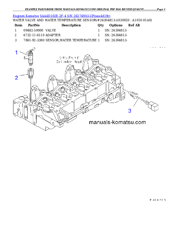 SAA4D102E-2F-4 S/N 26274903-UP Partsbook