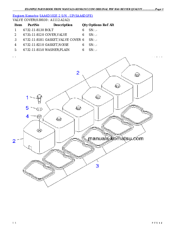 SAA6D102E-2 S/N .-UP Partsbook