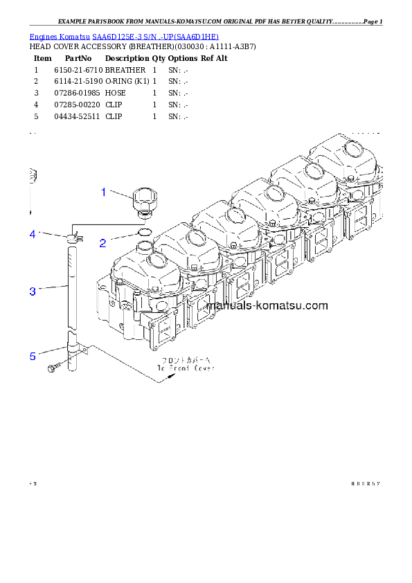 SAA6D125E-3 S/N .-UP Partsbook