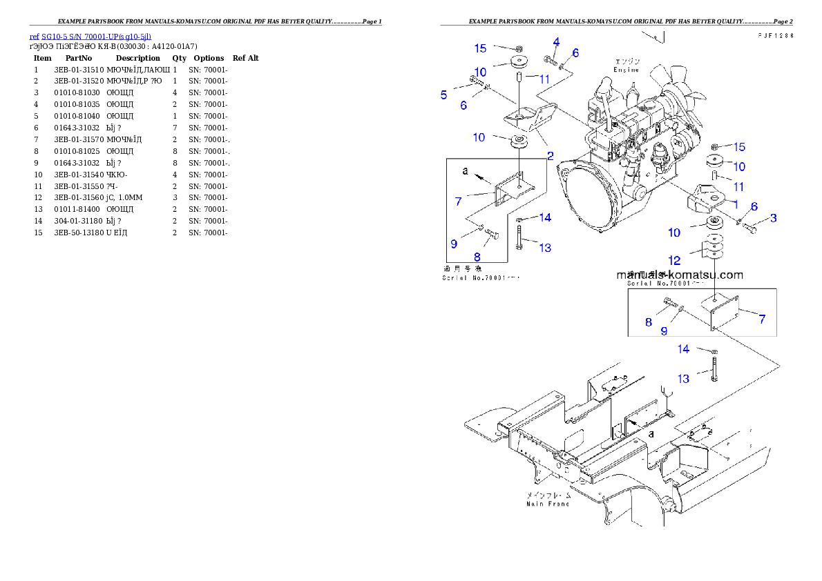 SG10-5 S/N 70001-UP Partsbook