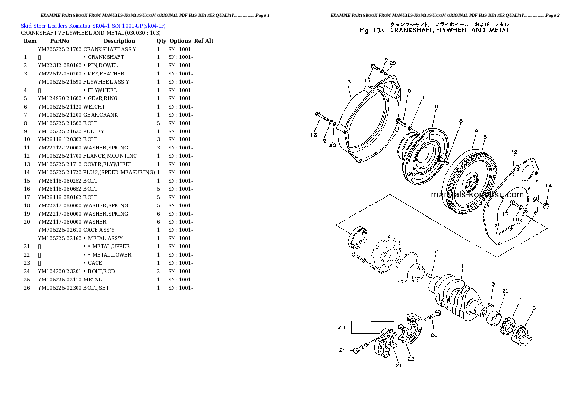 SK04-1 S/N 1001-UP Partsbook