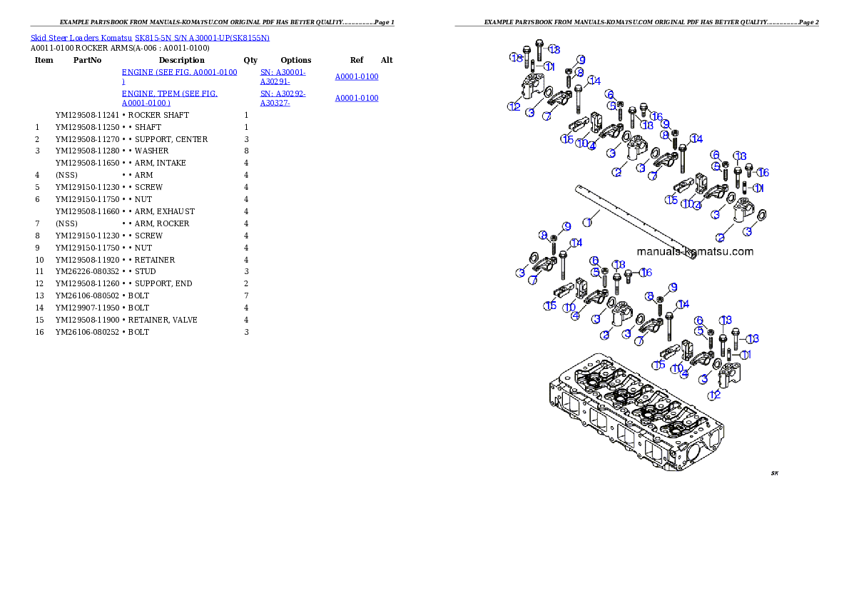 SK815-5N S/N A30001-UP Partsbook