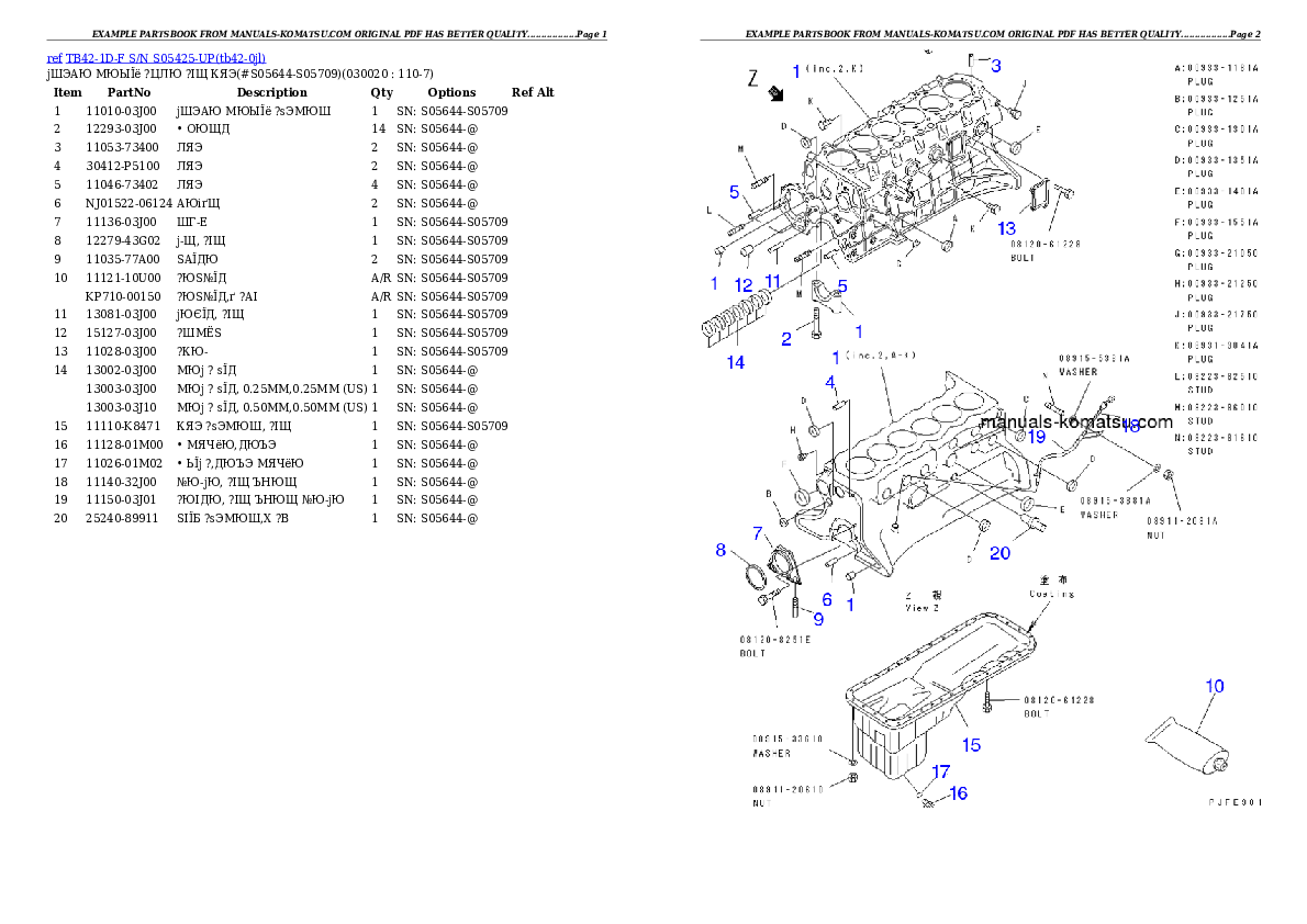 TB42-1D-F S/N S05425-UP Partsbook