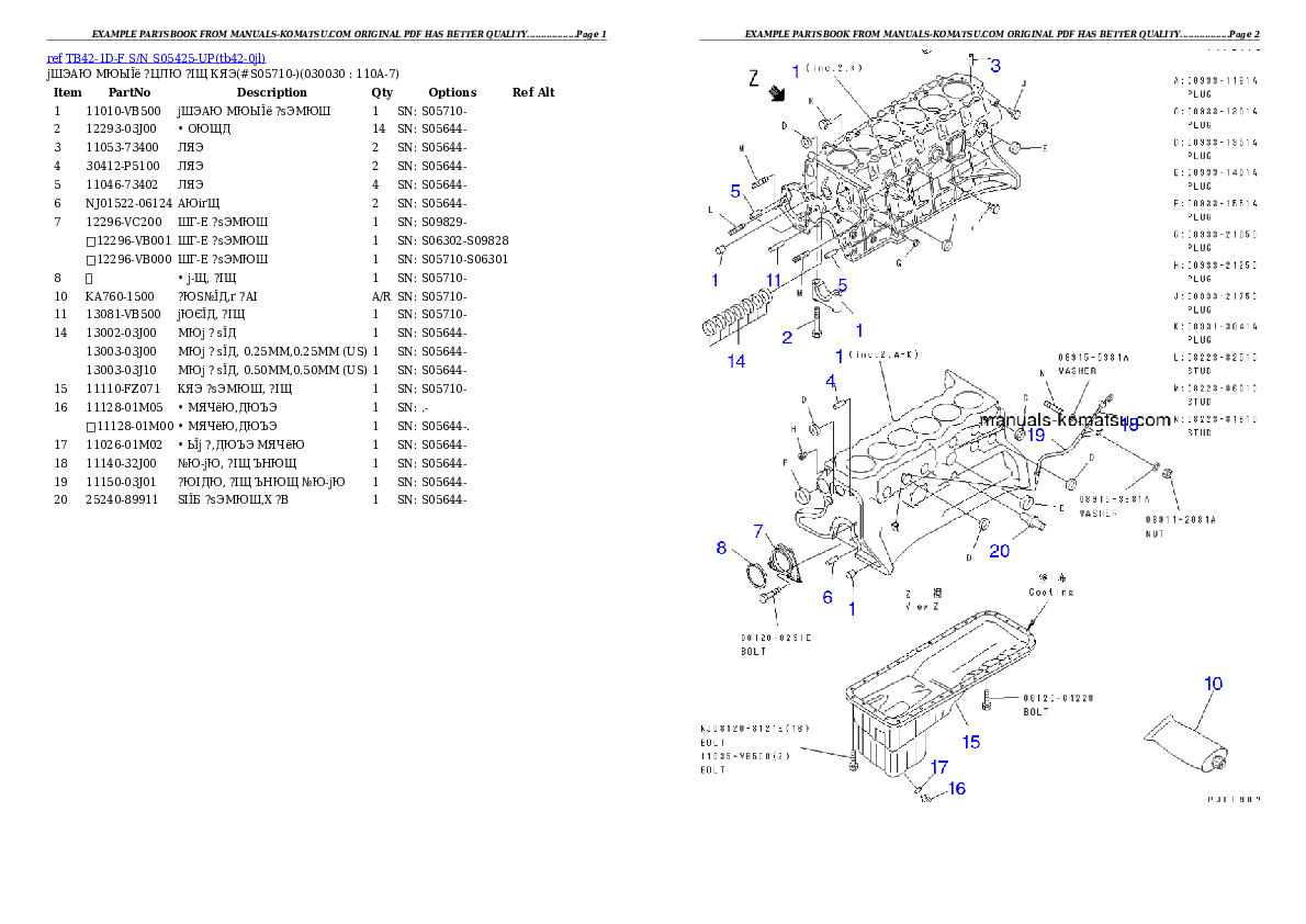 TB42-1D-F S/N S05425-UP Partsbook