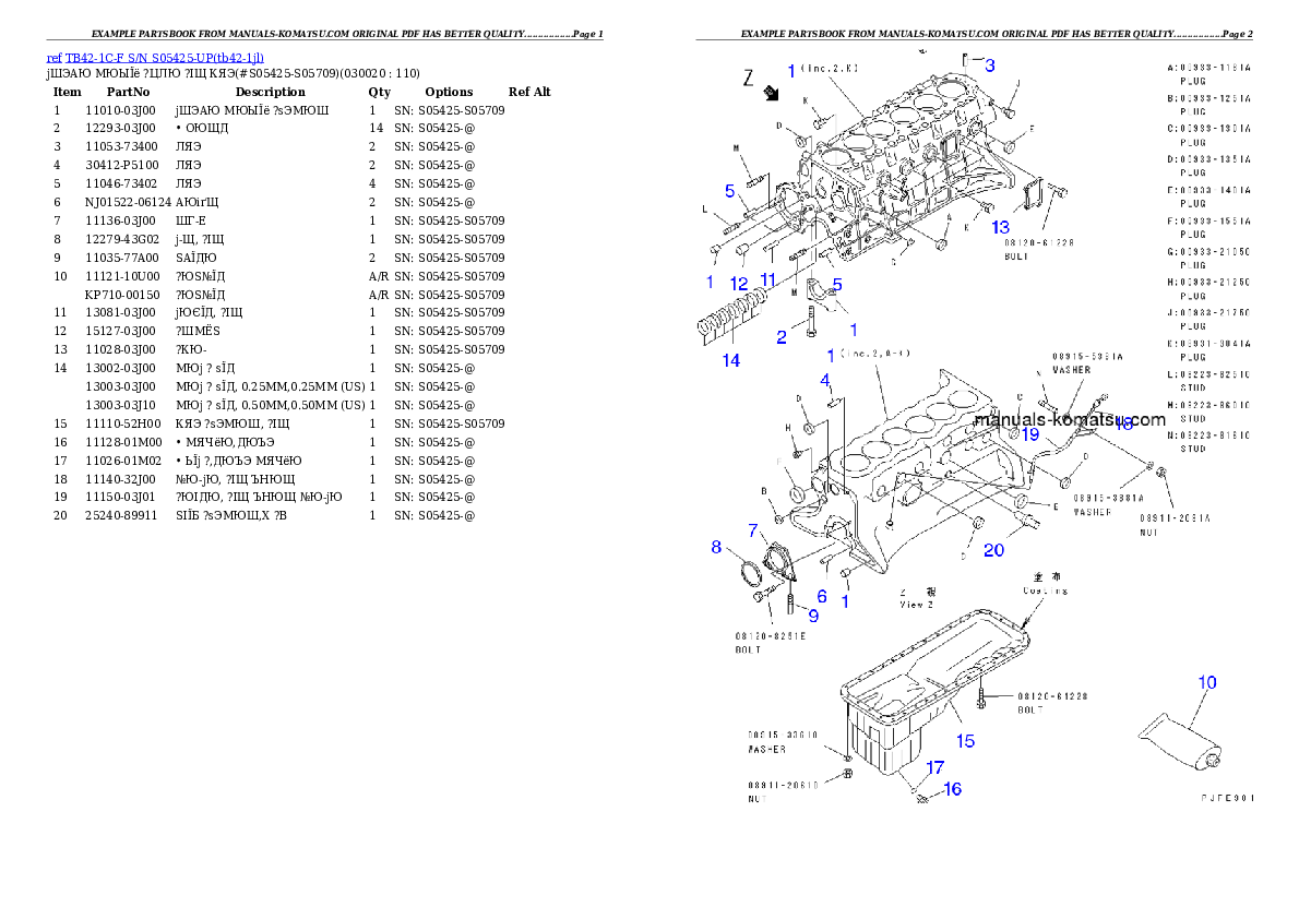 TB42-1C-F S/N S05425-UP Partsbook