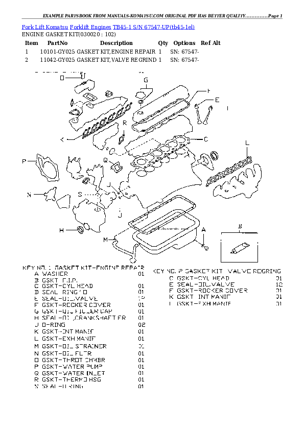 TB45-1 S/N 67547-UP Partsbook