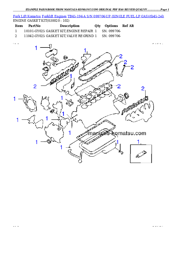 TB45-194-A S/N 099706-UP （LPGｾﾝﾖｳ） Partsbook