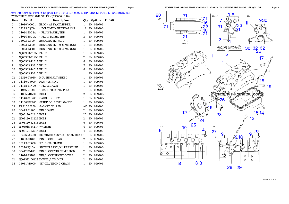 TB45-194-A S/N 099706-UP （LPGｾﾝﾖｳ） Partsbook