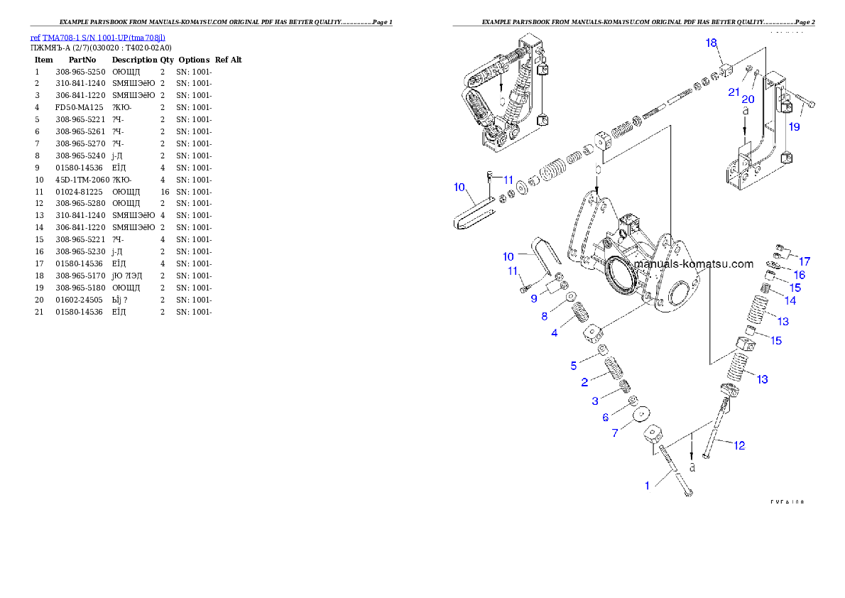 TMA708-1 S/N 1001-UP Partsbook