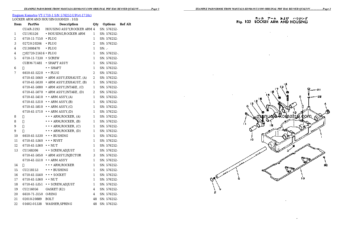 VT-1710-1 S/N 576252-UP Partsbook