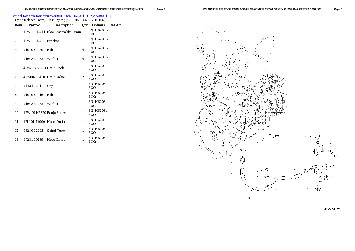 WA80M-7 S/N H62051 - UP Partsbook